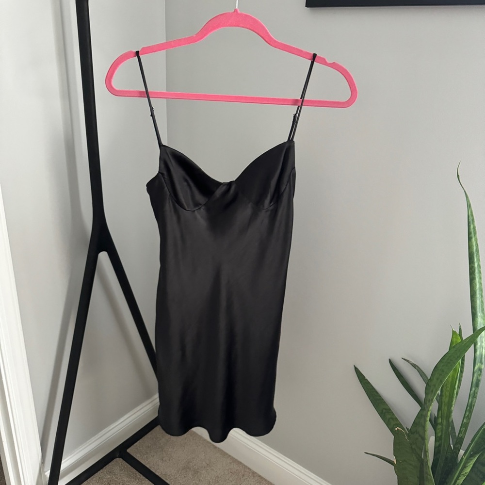 Zara Satin Lingerie Style Dress Black Size Small